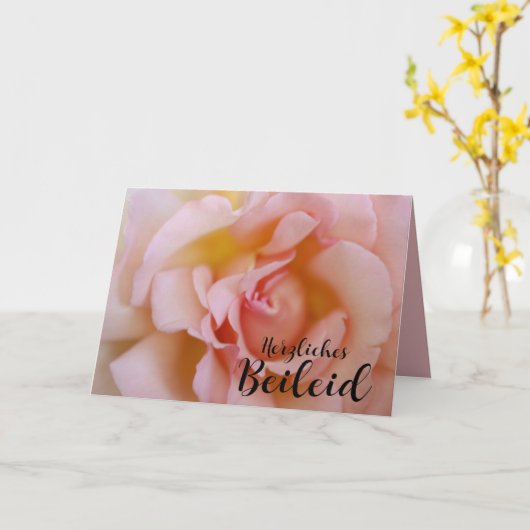 ドイツ悔やみや弔慰ピンクローズ カード (黄色い花)