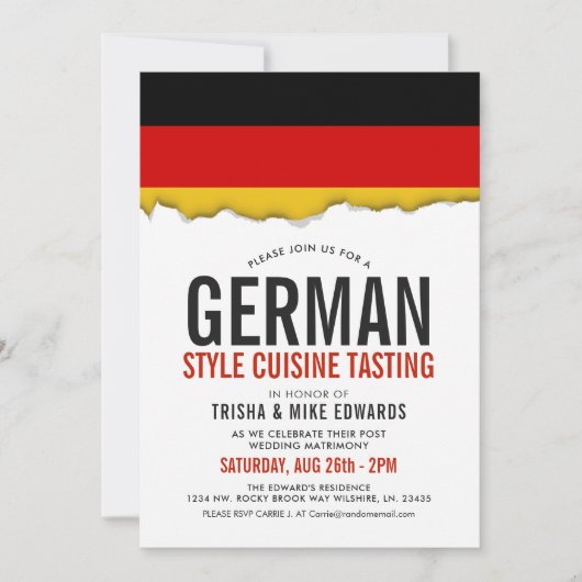 ドイツ料理 | パーティーフラグ白招待状 招待状 (正面)