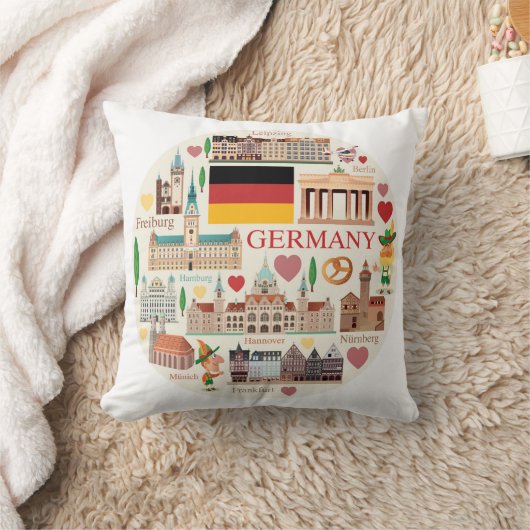 ドイツ旅行アイコン クッション (ブランケット)
