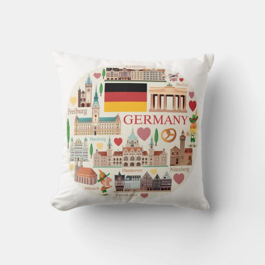 ドイツ旅行アイコン クッション (正面)