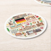 ドイツ旅行アイコン ラウンドペーパーコースター (アングル)