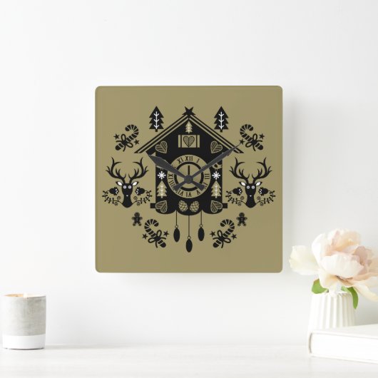 ドイツ時計のクリスマス スクエア壁時計 (ホーム)