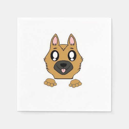 ドイツ牧羊犬ののぞき込み漫画 スタンダードカクテルナプキン (正面)