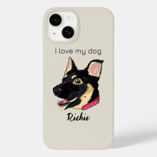 ドイツ牧羊犬の子犬イラスト モノグラム 犬好きな人へのプレゼント Case-Mate iPhoneケース (裏面)