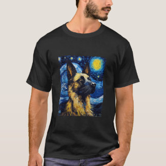 ドイツ犬の星空の夜の犬の愛犬ママパパタンク Tシャツ