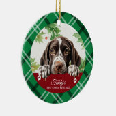 ドイツ産ショートヘアードポインターの初めてのクリスマス セラミックオーナメント (右)