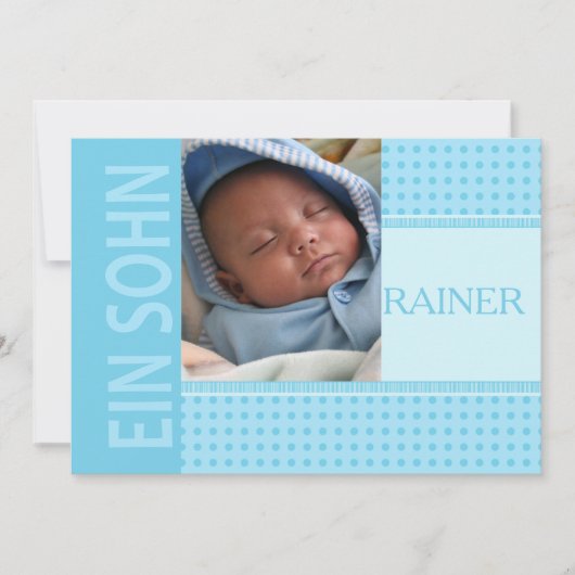 ドイツ男の赤ちゃん誕生のお知らせ 案内状 (正面)
