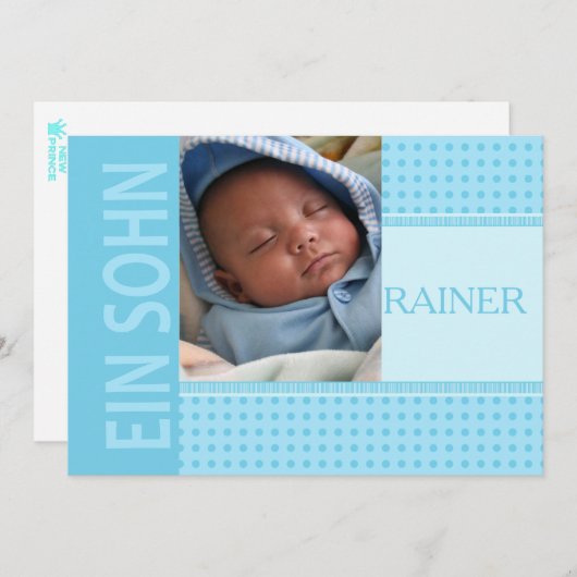 ドイツ男の赤ちゃん誕生のお知らせ 案内状 (正面/裏面)