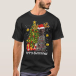 ドイツ短冊ポインタSanta Christmas Tree Li Tシャツ<br><div class="desc">ドイツ短調ポインターサンタクリスマスツリー照明クリスマスTシャツ</div>