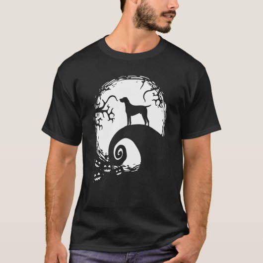 ドイツ短剣ポインタとムーンハロウィーン Tシャツ (正面)
