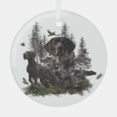 ドイツ短剣ポインター(GSP)ガラスの装飾 ガラスオーナメント (正面)