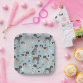 ドイツ短剣ポインタ犬の骨とポープリント  ペーパープレート (パーティー)