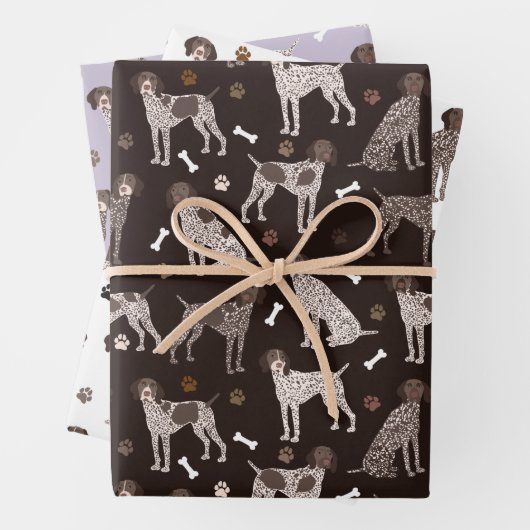 ドイツ短剣ポインタ犬の骨とポープリント ラッピングペーパーシート (インサイチュ)