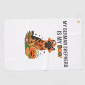 ドイツ短剣ポインタ犬 – Halloween Moon Si ゴルフタオル (横)