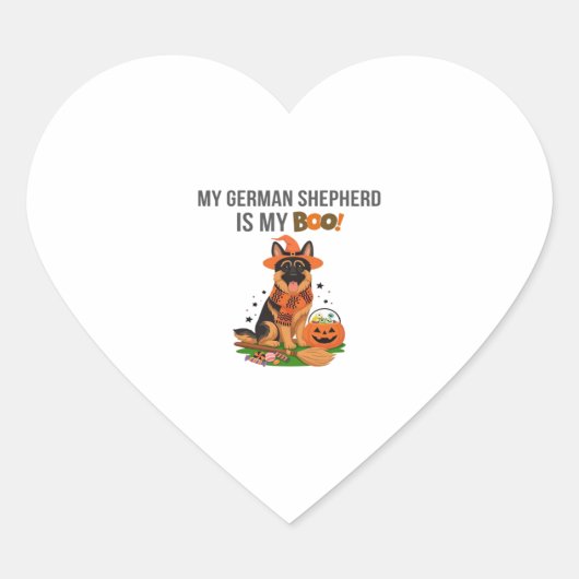 ドイツ短剣ポインタ犬 – Halloween Moon Si ハートシール (正面)