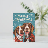 ドイツ短剣ポインタ・メリークリスマス ポストカード (スタンド正面)