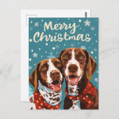 ドイツ短剣ポインタ・メリークリスマス ポストカード (正面/裏面)
