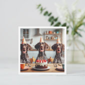 ドイツ短剣ポインタ、犬の誕生日 招待状 (スタンド正面)