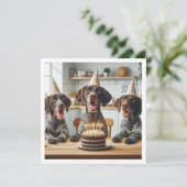 ドイツ短剣ポインタ、犬の誕生日 招待状 (スタンド正面)
