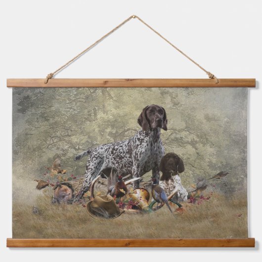 ドイツ短剣ポインタ(GSP)子犬 吊り下げ型タペストリー (正面)