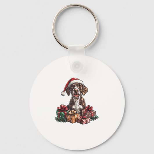 ドイツ短剣ポインタSanta Hat Christmas GSP キーホルダー (正面)