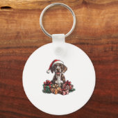 ドイツ短剣ポインタSanta Hat Christmas GSP キーホルダー (正面)