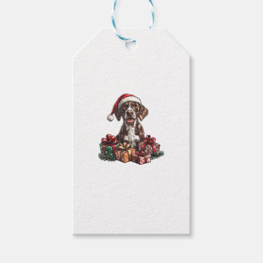 ドイツ短剣ポインタSanta Hat Christmas GSP ギフトタグ (正面)