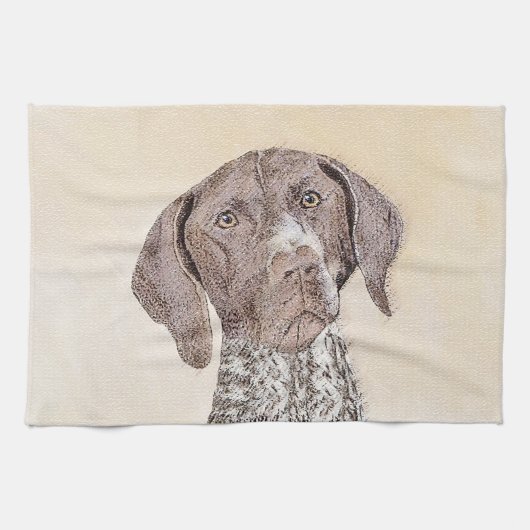 ドイツ短剣絵画ポインタ – Dog Art キッチンタオル (横)
