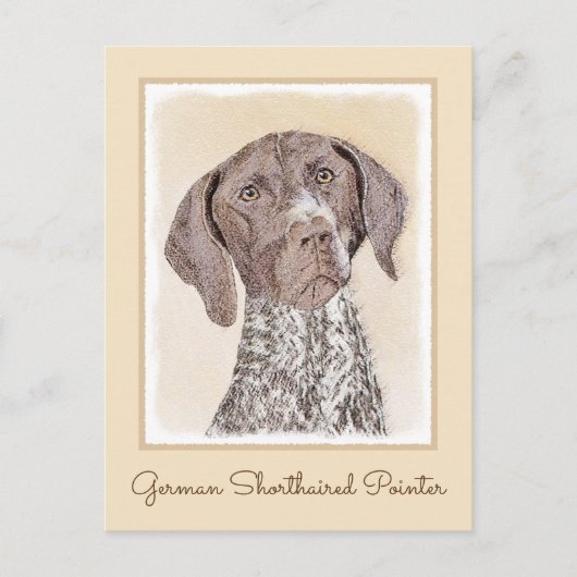 ドイツ短剣絵画ポインタ – Dog Art ポストカード (正面)