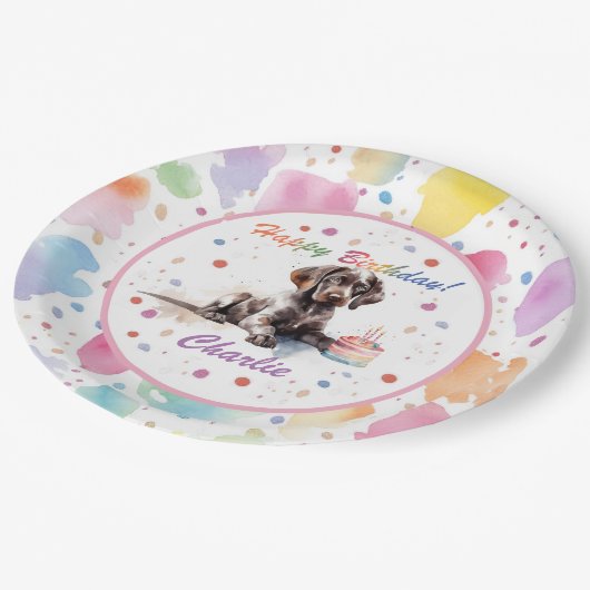 ドイツ短干しポインタ水カラー紙プレート ペーパープレート (アングル)