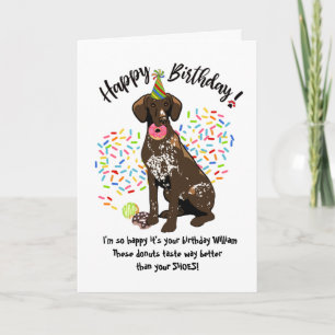 ドイツ短毛ポインタ誕生日カードドーナツ 招待状