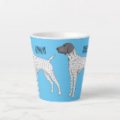 ドイツ短編ポインタ犬の漫画 カフェラテマグ (正面)