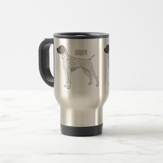 ドイツ短編ポインタ犬の漫画 トラベルマグ (正面左)