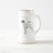 ドイツ短編ポインタ犬の漫画 ビールジョッキ (正面右)