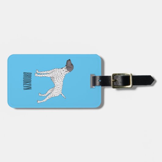 ドイツ短編ポインタ犬の漫画 ラゲッジタグ (正面横)