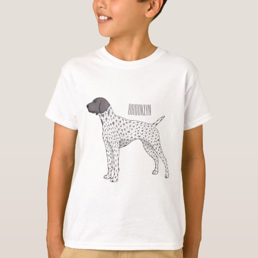 ドイツ短編ポインタ犬の漫画 Tシャツ (正面)