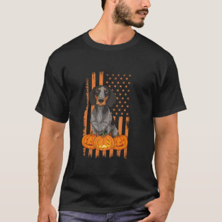 ドイツ短編ポインタ犬アメリカ国旗の愛国心 Tシャツ