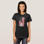 ドイツ短編ポインタ犬アメリカ国旗Fourt Tシャツ (正面フル)
