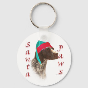 ドイツ短編ポインタSanta Paws キーホルダー