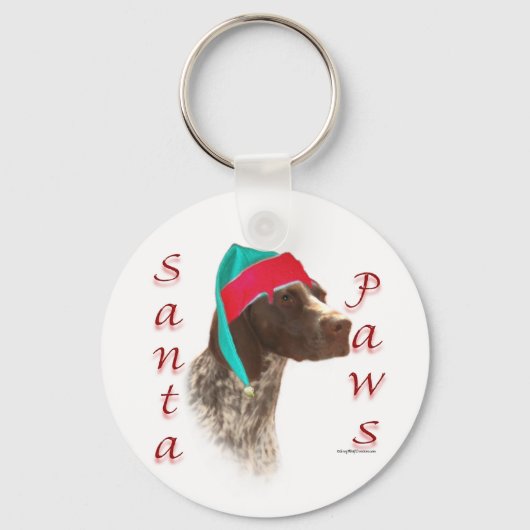 ドイツ短編ポインタSanta Paws キーホルダー (正面)