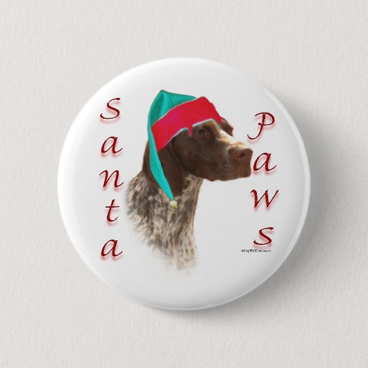 ドイツ短編ポインタSanta Paws 缶バッジ (正面)