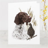 ドイツ短編集ポインター(GSP)ポストカードコーヒー カード (黄色い花)