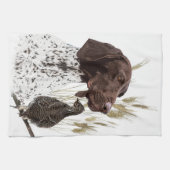 ドイツ短編集ポインター(GSP)ポストカードコーヒー キッチンタオル (横)