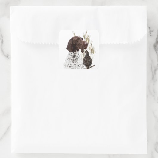 ドイツ短編集ポインター(GSP)ポストカードコーヒー スクエアシール (バッグ)