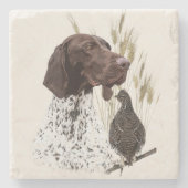 ドイツ短編集ポインター(GSP)ポストカードコーヒー ストーンコースター (正面)