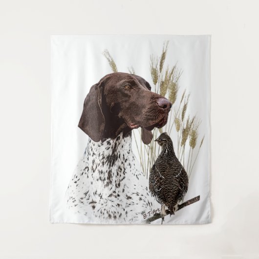 ドイツ短編集ポインター(GSP)ポストカードコーヒー タペストリー (正面)