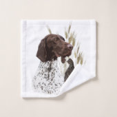 ドイツ短編集ポインター(GSP)ポストカードコーヒー バスタオルセット (ウォッシュタオル)