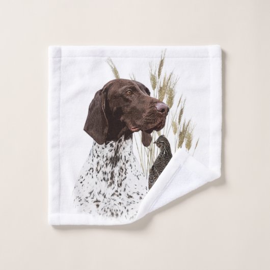 ドイツ短編集ポインター(GSP)ポストカードコーヒー バスタオルセット (ウォッシュタオル)