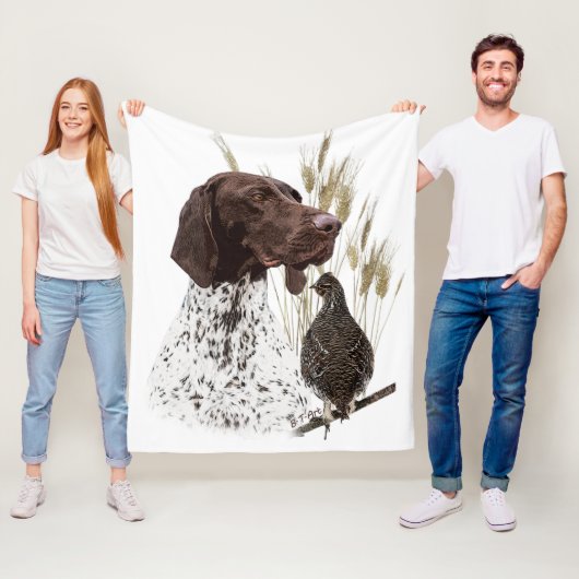 ドイツ短編集ポインター(GSP)ポストカードコーヒー フリースブランケット (インサイチュ)