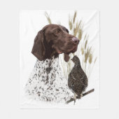 ドイツ短編集ポインター(GSP)ポストカードコーヒー フリースブランケット (正面)